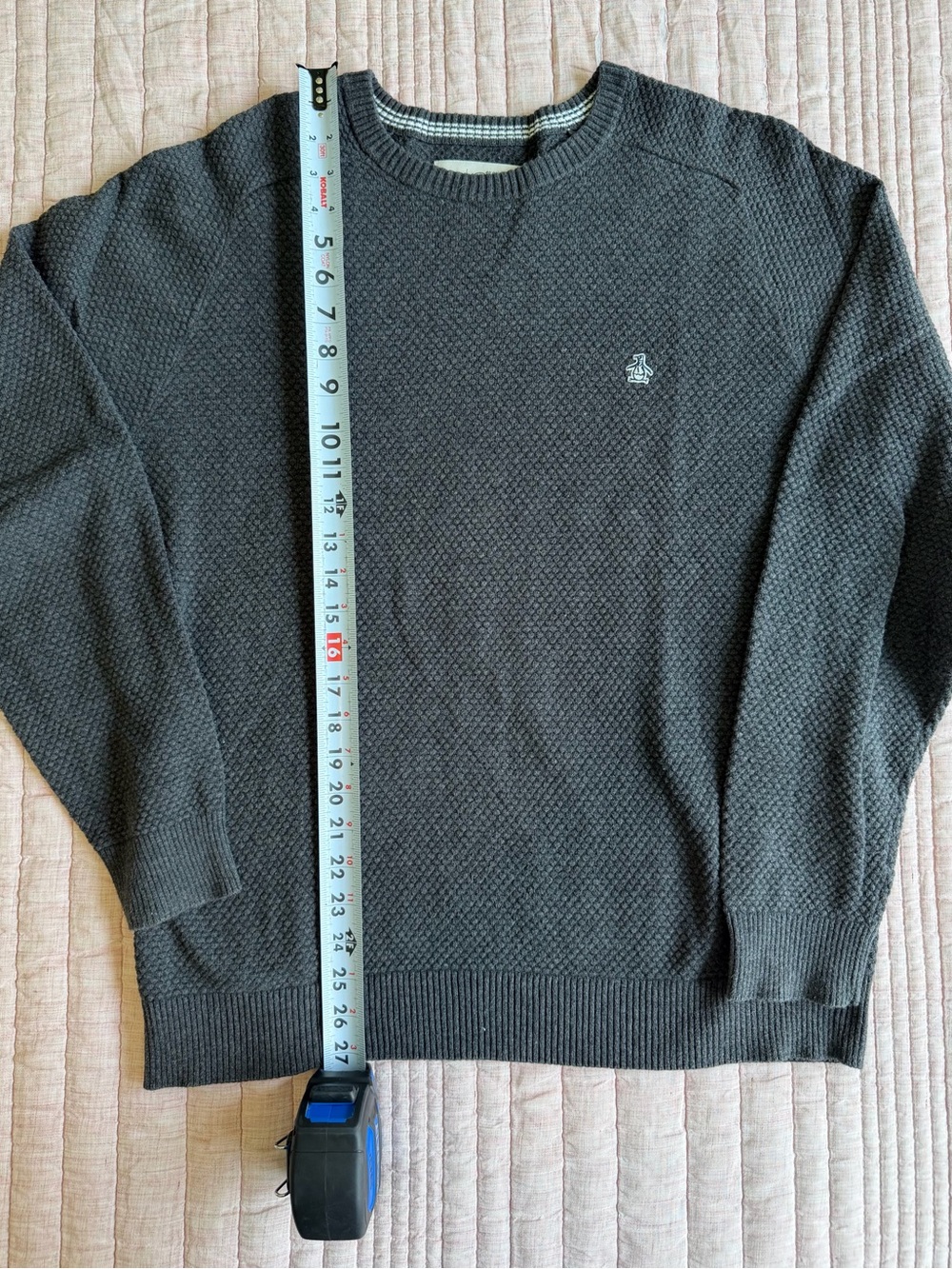 Original Penguin Men's Charcoal Crewneck Sweater - Size: L - Picture 6 of 7